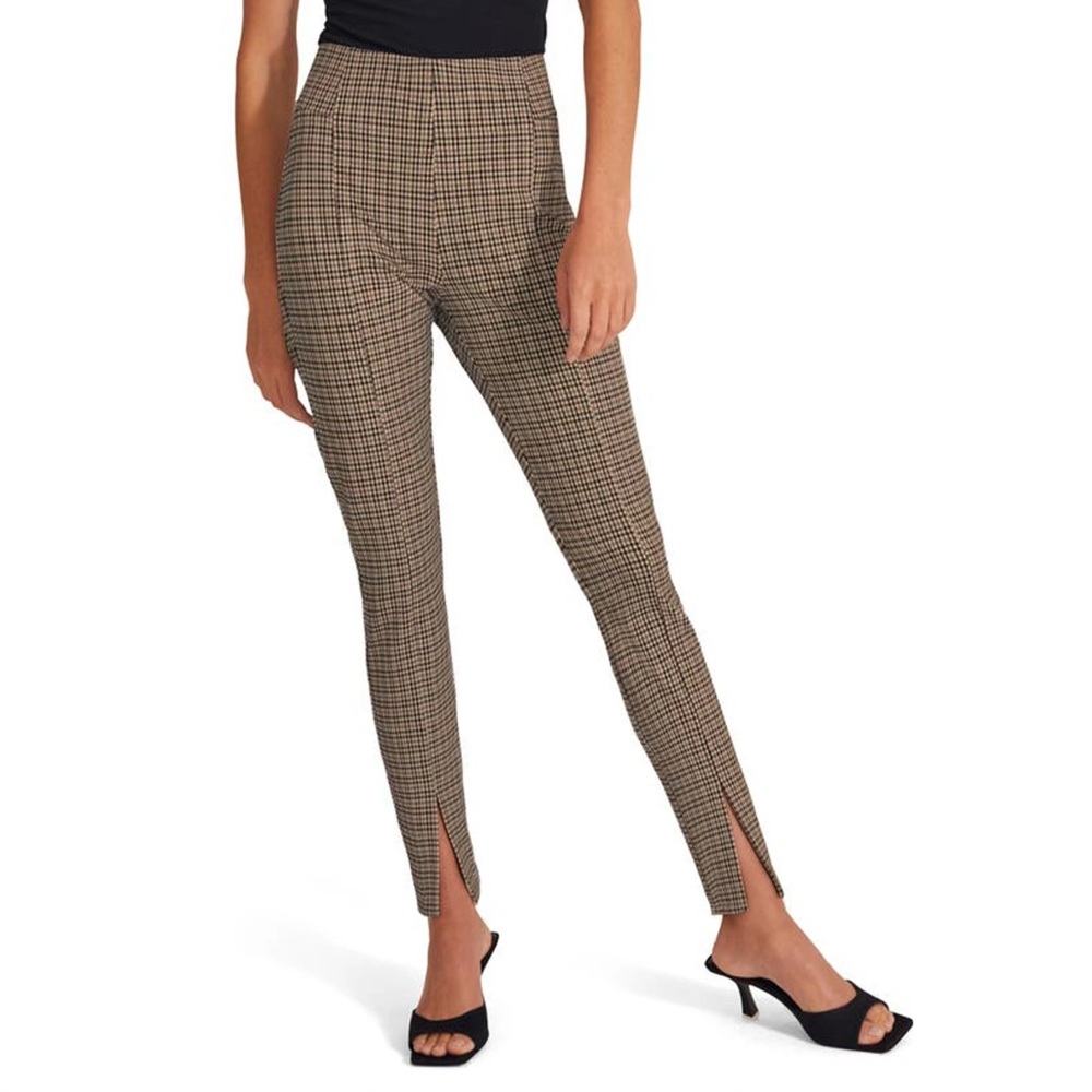 Favorite Daughter The Suits You High Waist Slit Hem Leggings- Black/ Camel Plaid - Picture 1 of 8